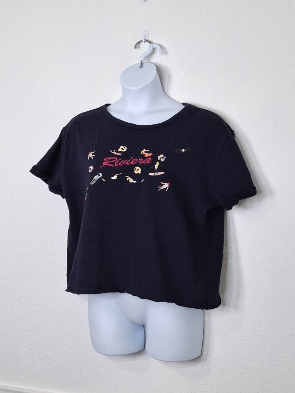 Anthropologie Maeve Riviera Top Sz L Embroidered Crop Boxy Novelty Print Coastal - Picture 4 of 13
